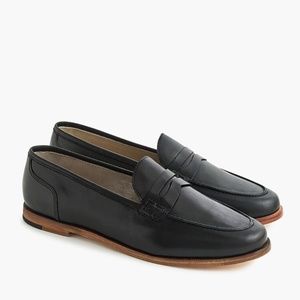 New JCREW Sz 7.5 Ryan Penny Loafers Leather Black